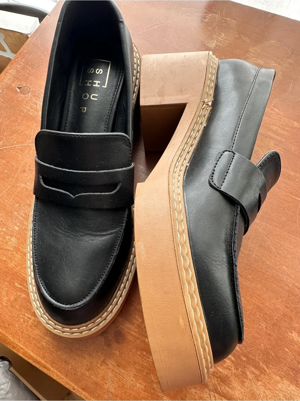 ShuShop Tabatha Black Platform Loafers